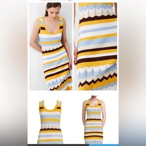 LIKE NEW French Connection Nellie Cotton Striped Crochet Dress